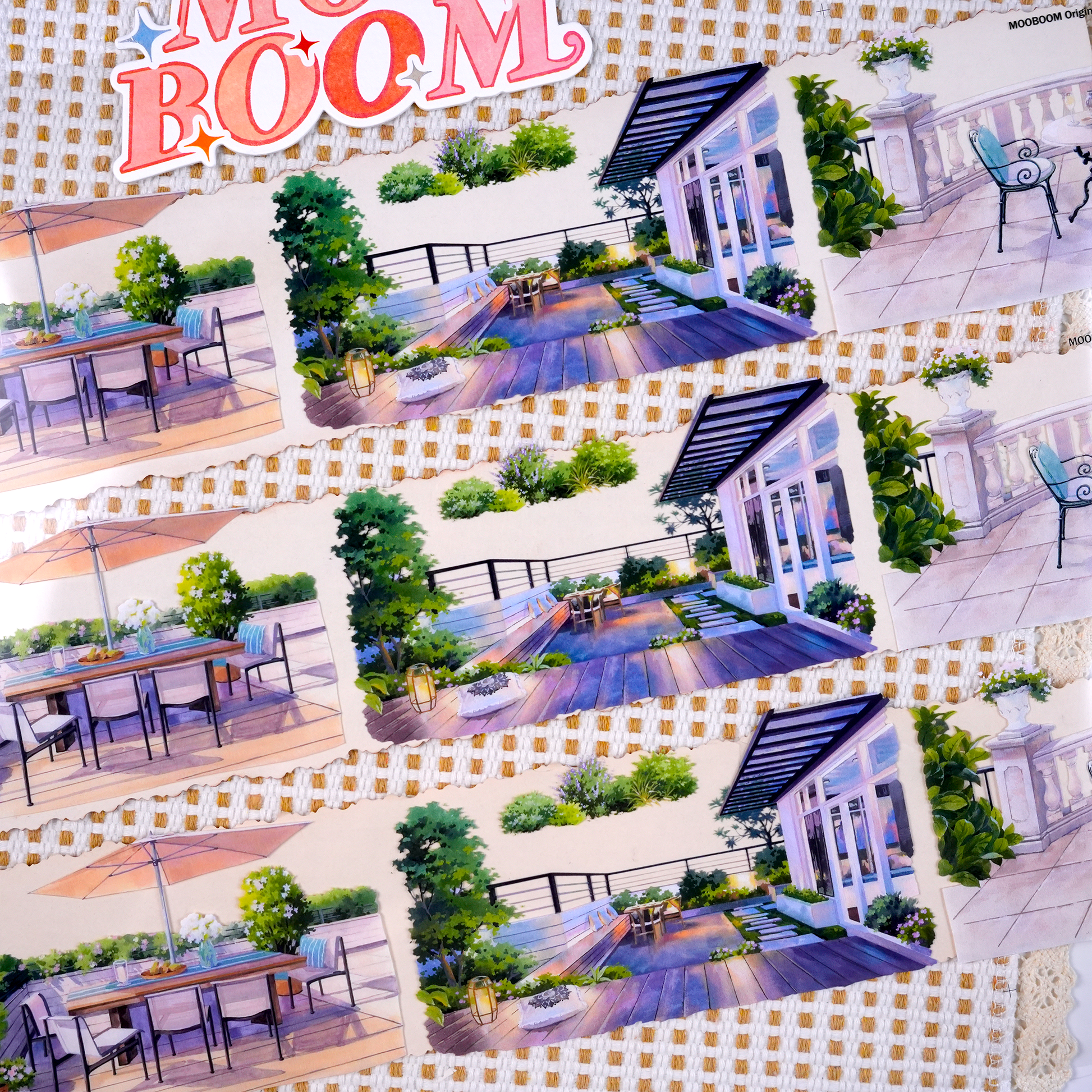 Nature-inspired terrace PET tape for scrapbook backgrounds and borders