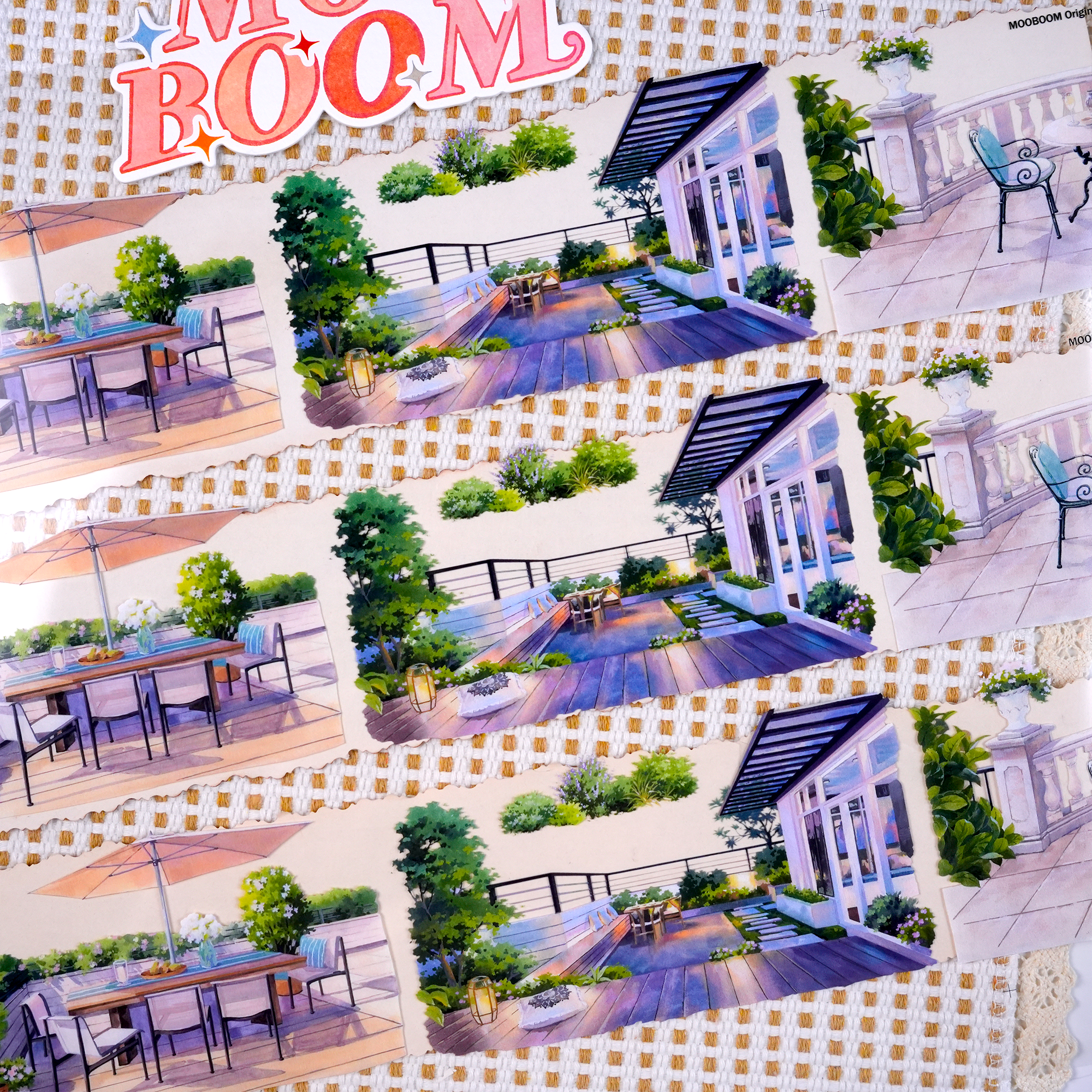 Nature-inspired terrace PET tape for scrapbook backgrounds and borders