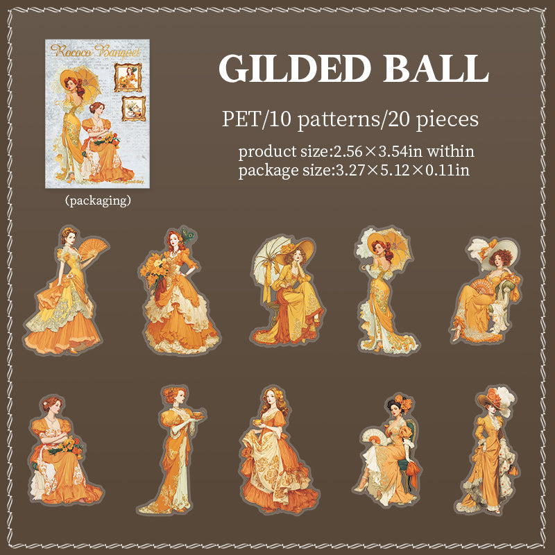 Rococo Dinner Banquet Vintage Characters PET Sticker for journaling and scrapbooking