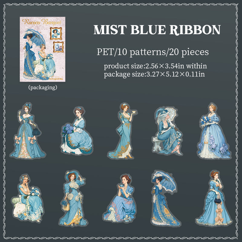 Rococo Dinner Banquet Vintage Characters PET Sticker for journaling and scrapbooking