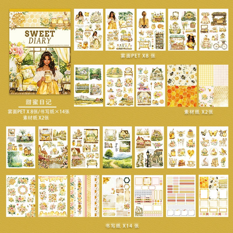 Vintage Sticker Book Vol.31 - Honey, Aegean Sea, Punk Theme