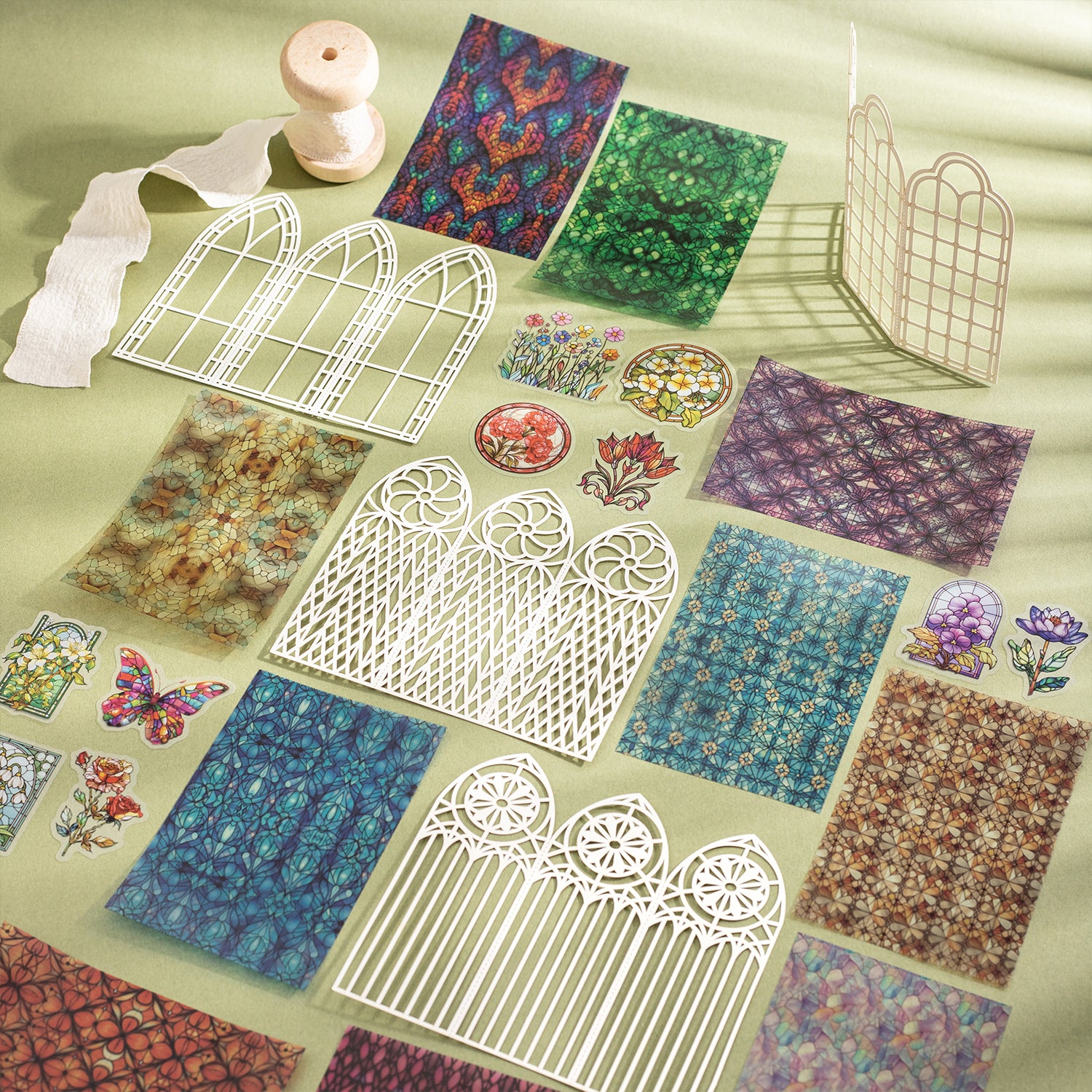 Light & Shadow Stained Glass Scrapbooking Paper