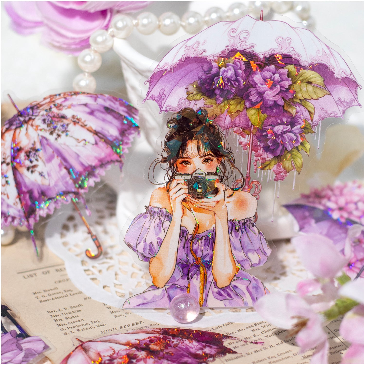 Rainy-day Beauty PET Sticker