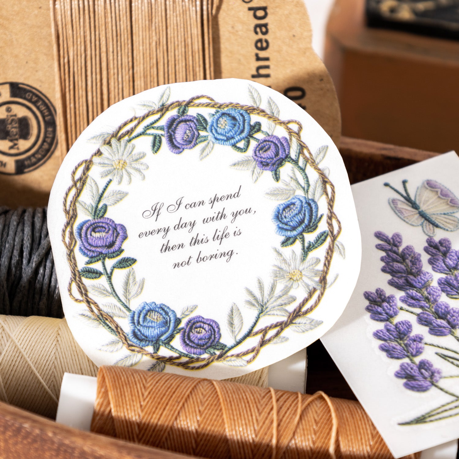 Vine and Embroidery Floral Transfer Sticker