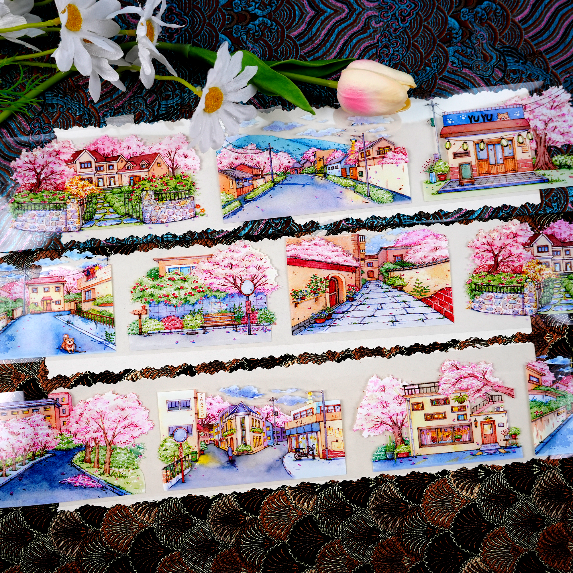 【XT】A Street Where Cherry Blossoms Drift Landscaping Tape