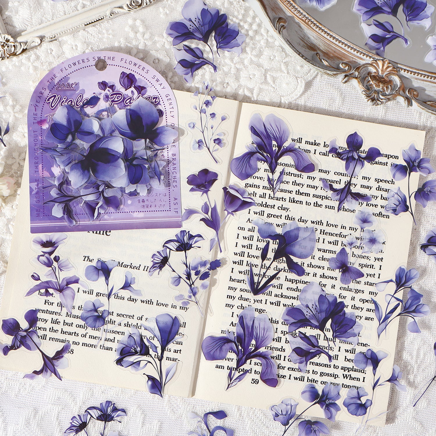 Six-colored Flower PET Sticker for journaling and scrapbooking
