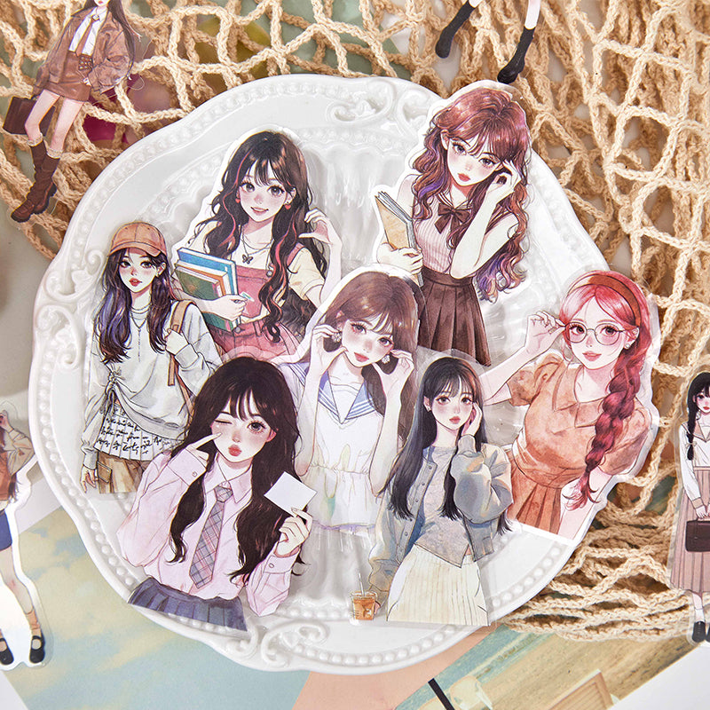 Heartbeat Daily Girl Character Stickers For Scrapnbooking and Journaling