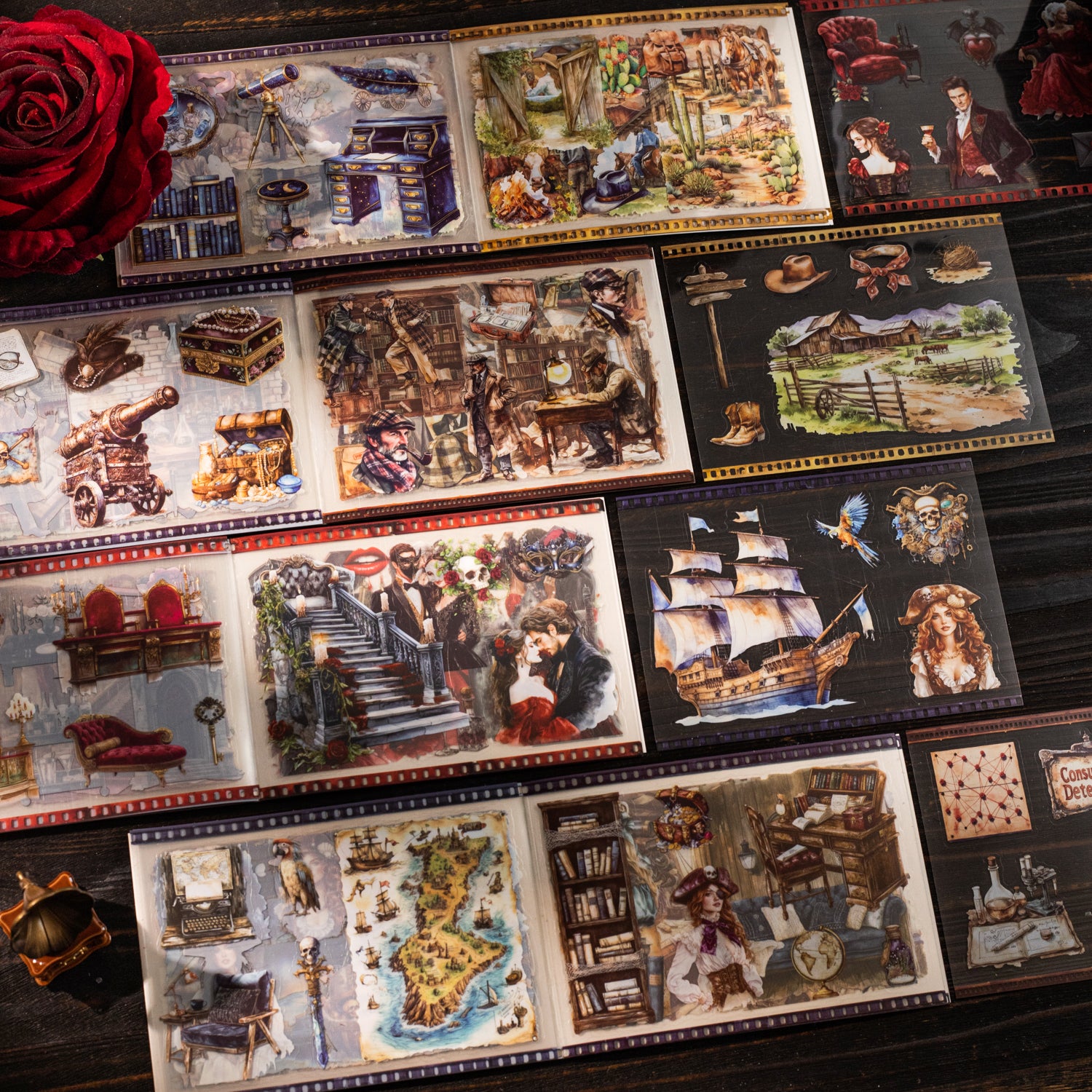 European Theatre PET Sticker Book for journaling and scrapbooking