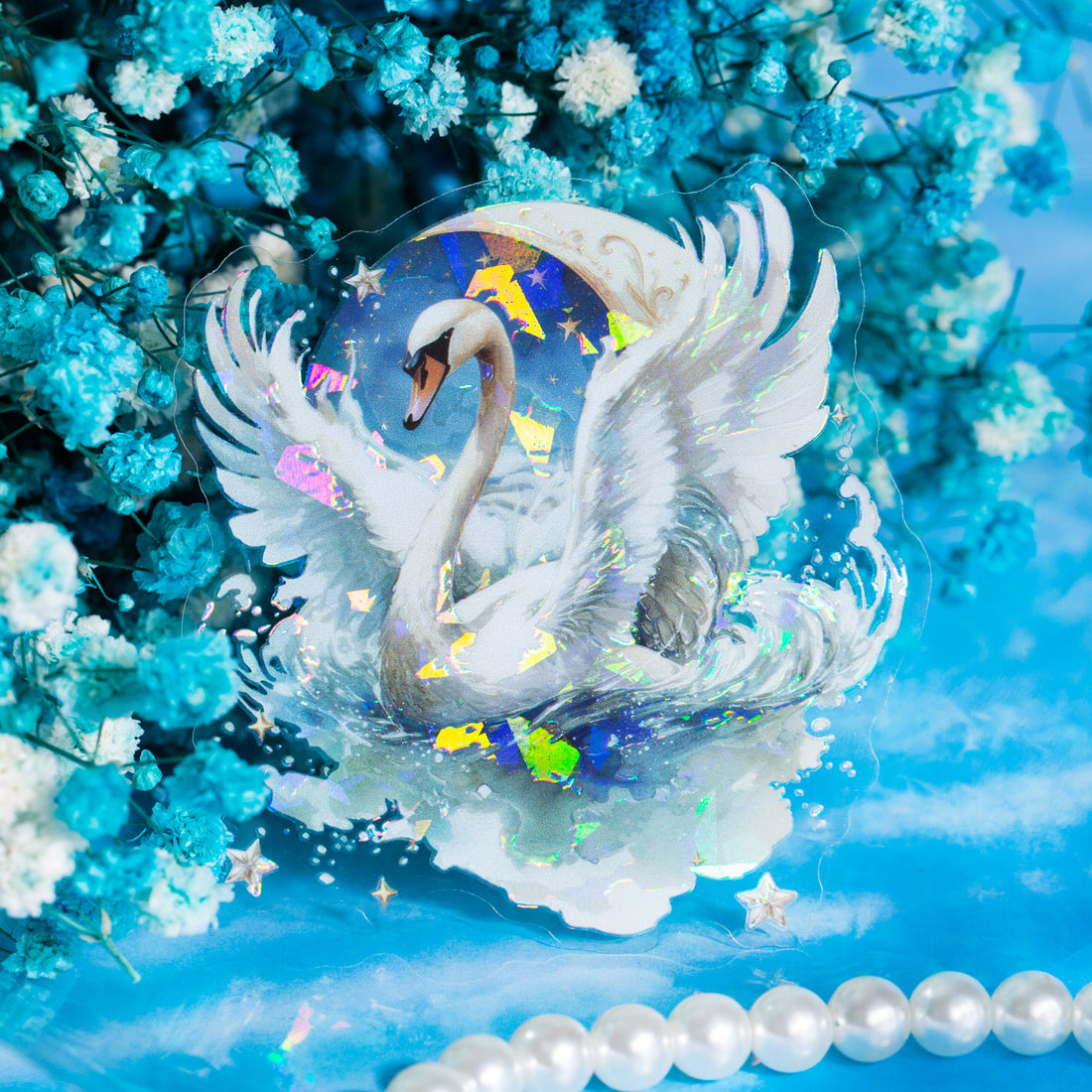 Swan Star Dream Scrapbooking journaling PET Sticker