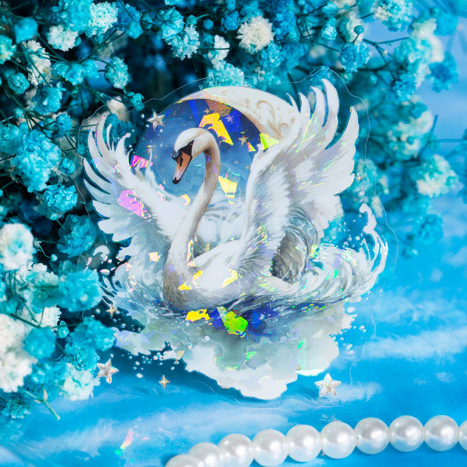 Swan Star Dream Scrapbooking journaling PET Sticker