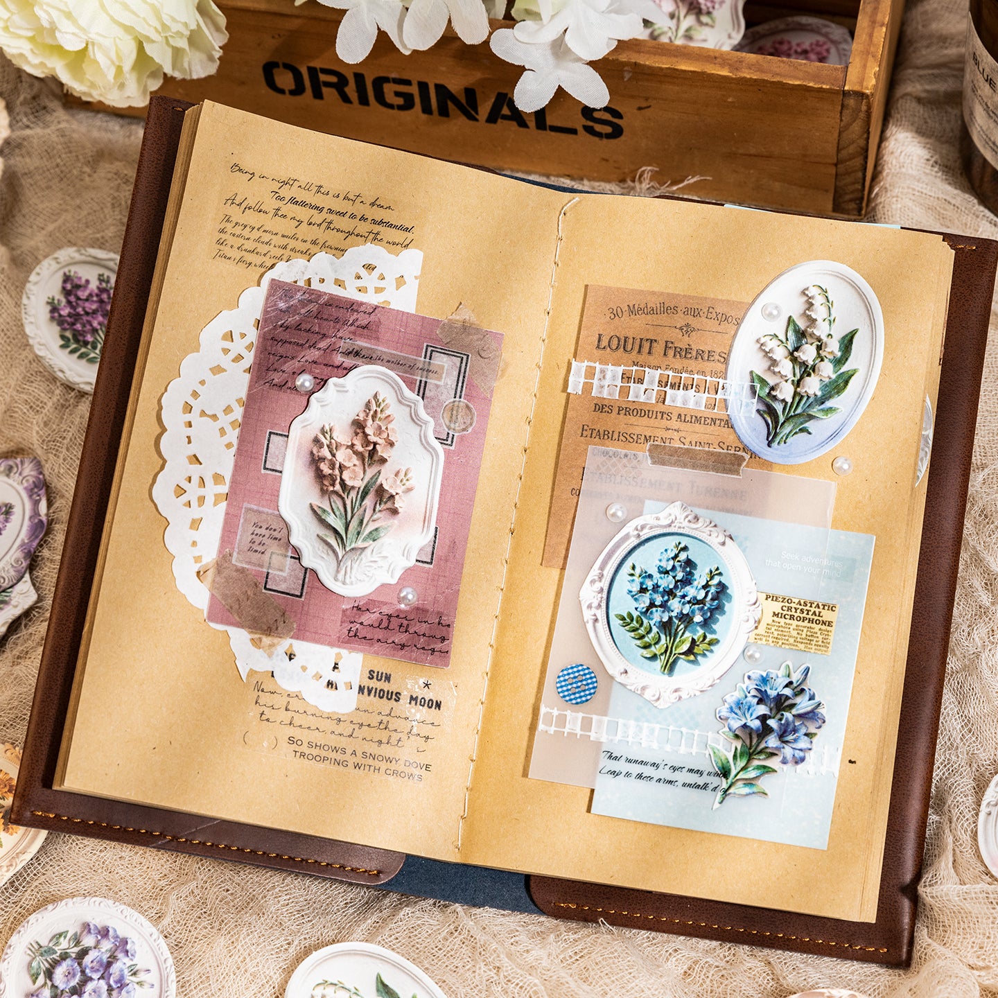 Floating Stone, Flower Message Paper Sticker