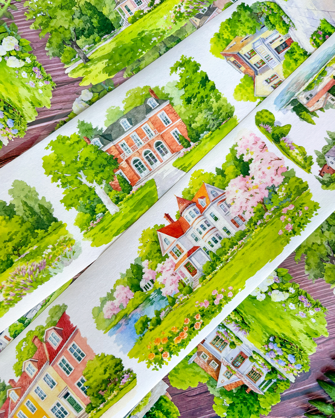 【NEW Studio】Southern Style Manor Landscape Tape for journaling and scrapbooking