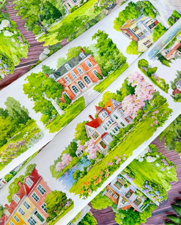 【NEW Studio】Southern Style Manor Landscape Tape for journaling and scrapbooking