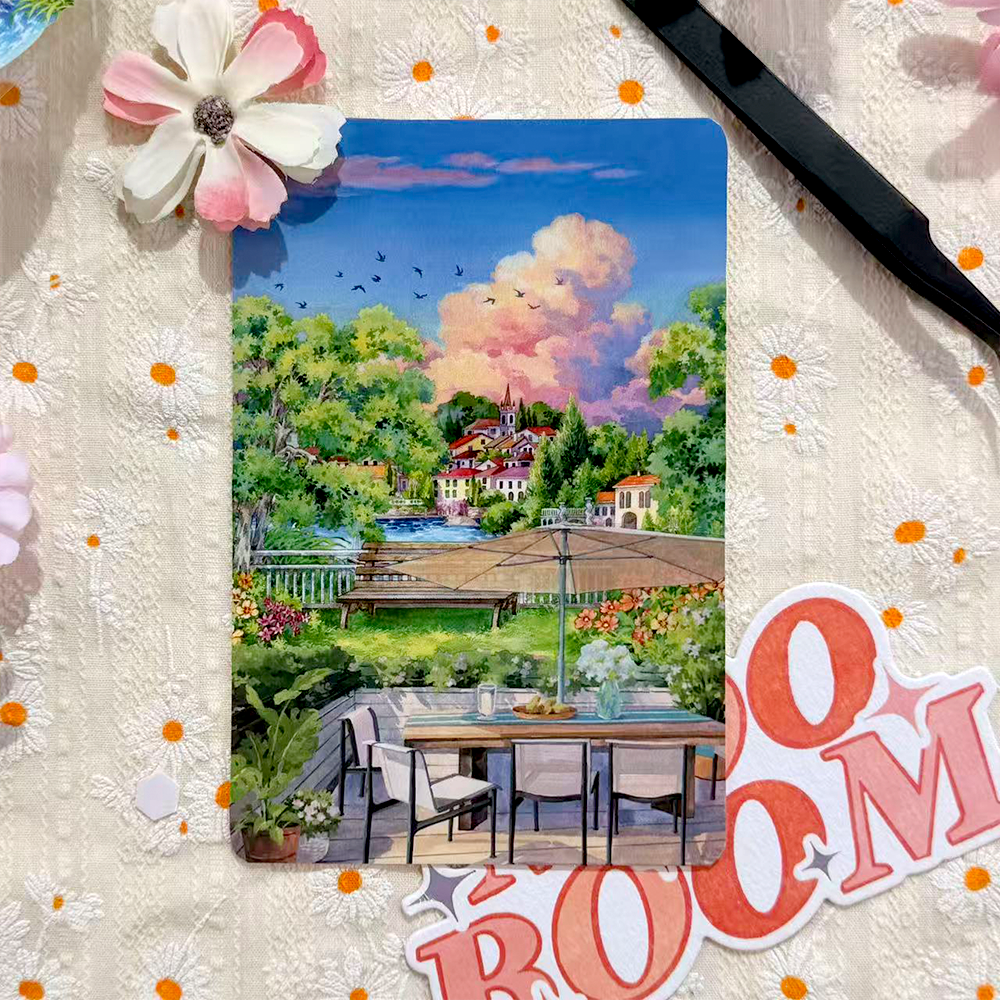 【MOOBOOM】Green-Shaded Terrace Pre-cut Landscape PET Tape detail image 1