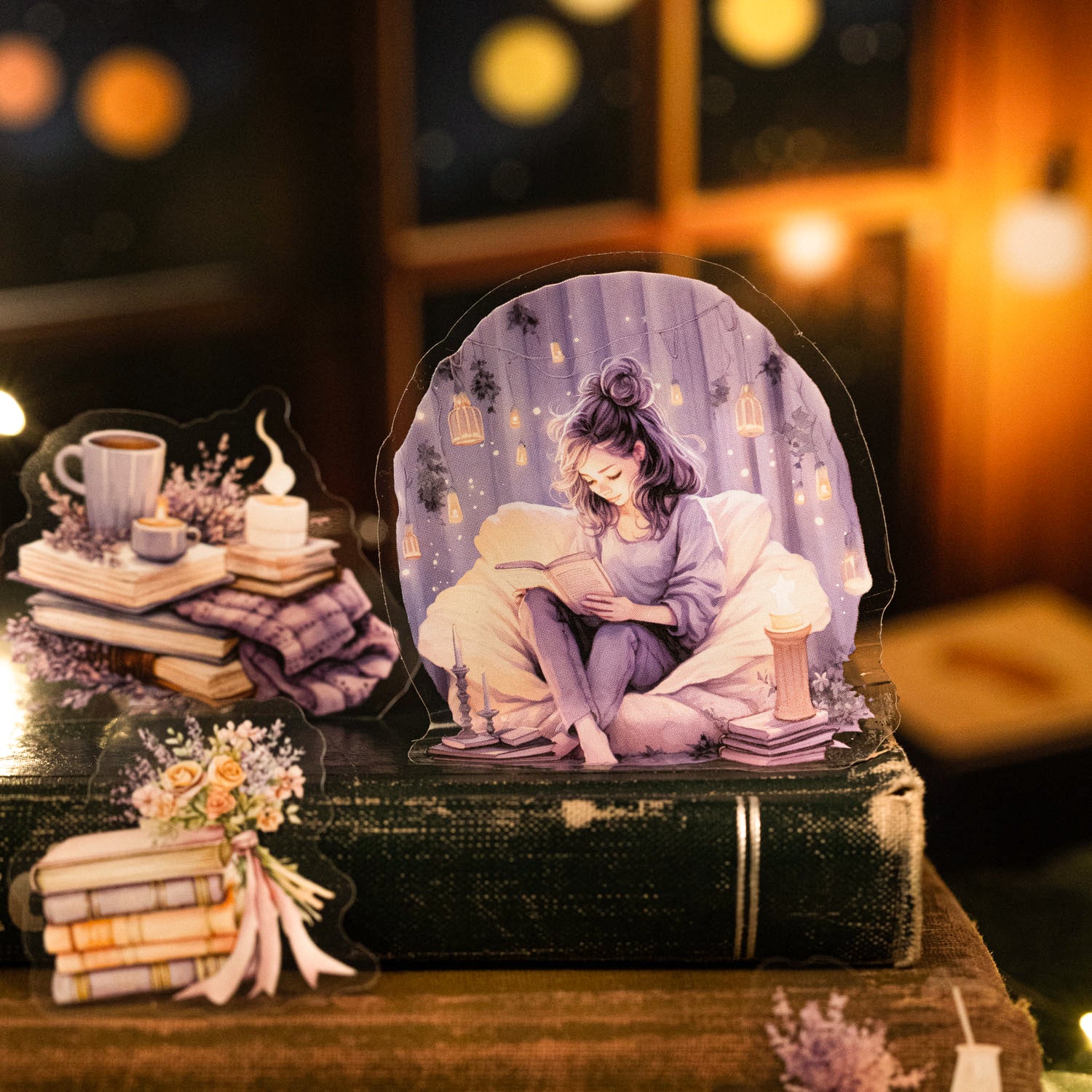 Quiet Night Reading PET Sticker