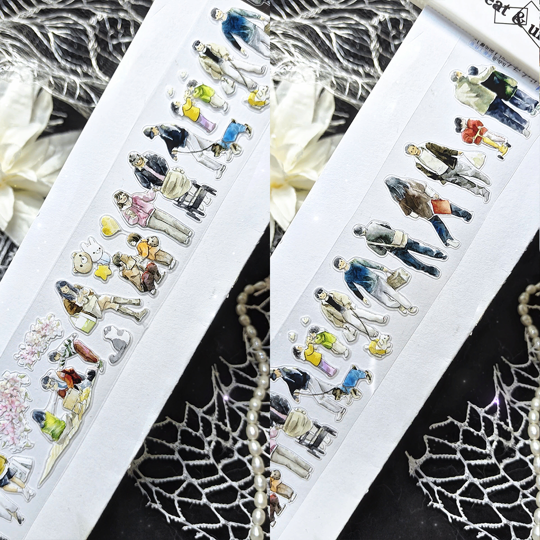 【BOBOYU】Life on Earth Character Pre-cut Tape for journaling and scrapbooking