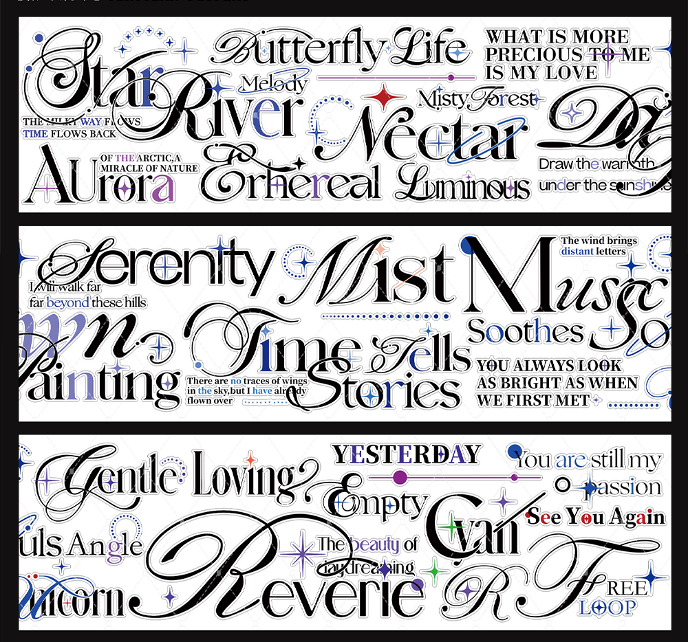 【BOBOYU】Calligraphy Letters Pre-cut Tape