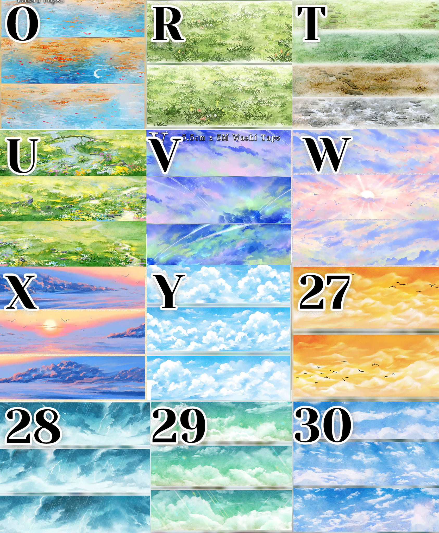 【ZERO】Sky & Grassland Landscaping Tape(40 Styles)(Whole Roll Tape)