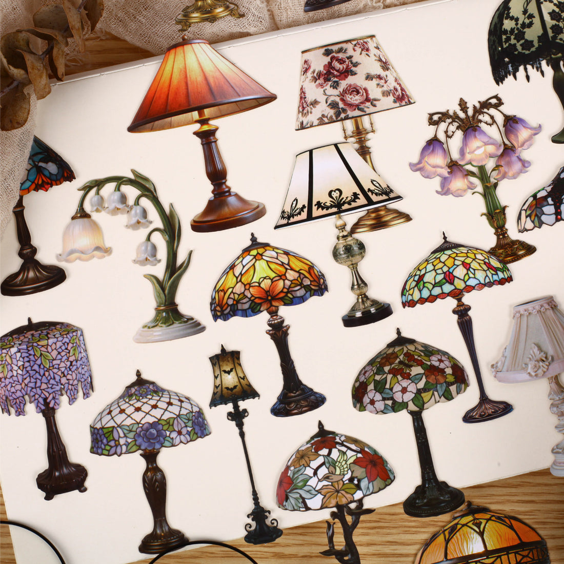Vintage Table Lamp Paper Sticker