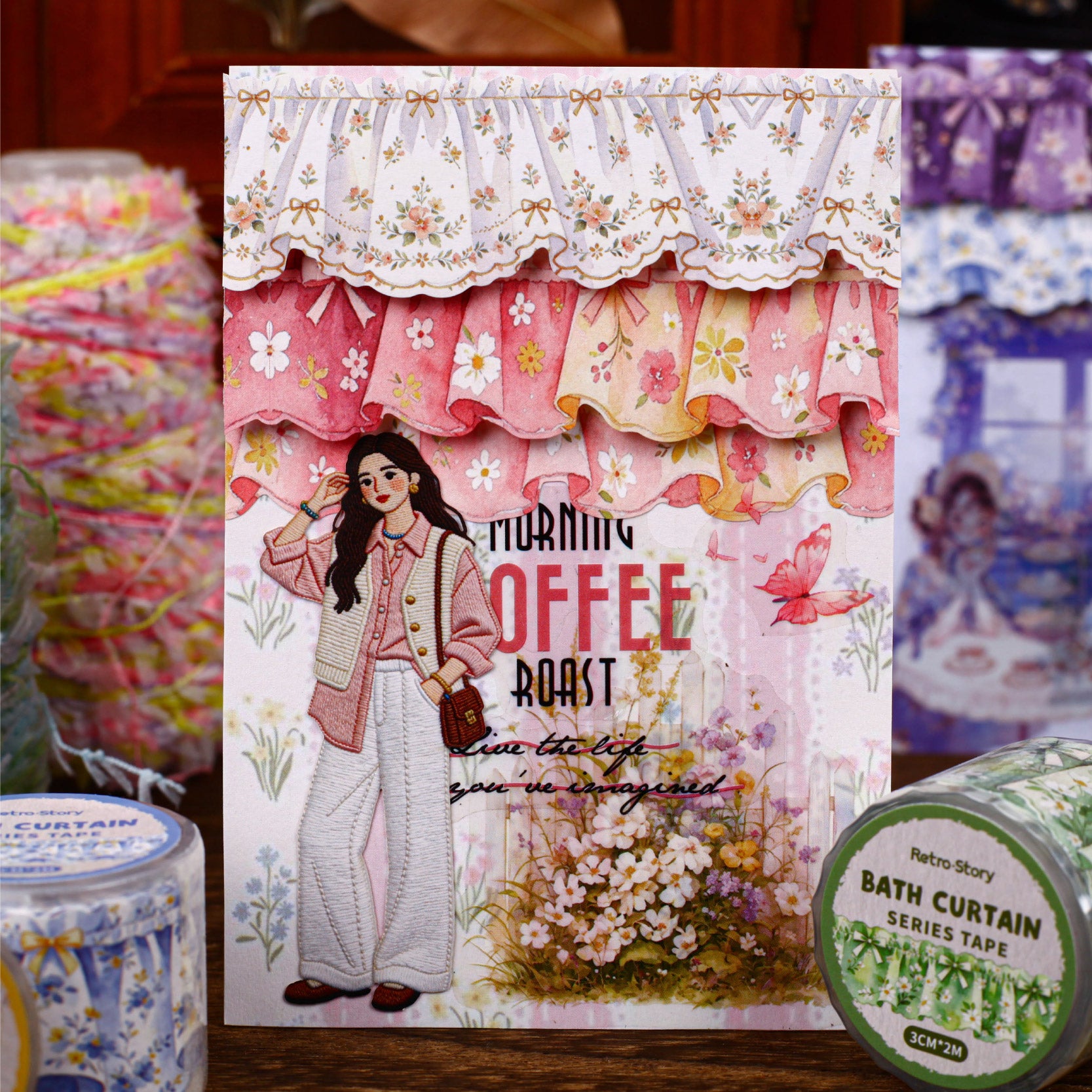 Cloth curtain PET tape collection for journaling and paper crafts