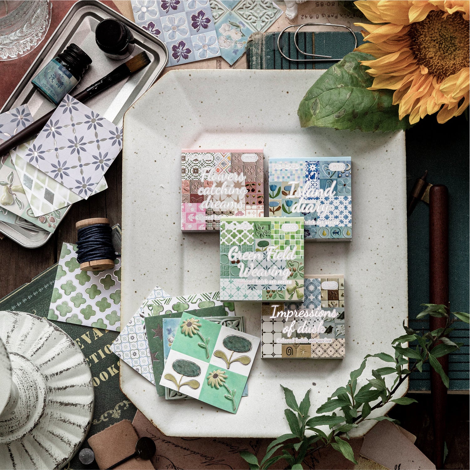 Silver Foil Floral Tile Sticker Book