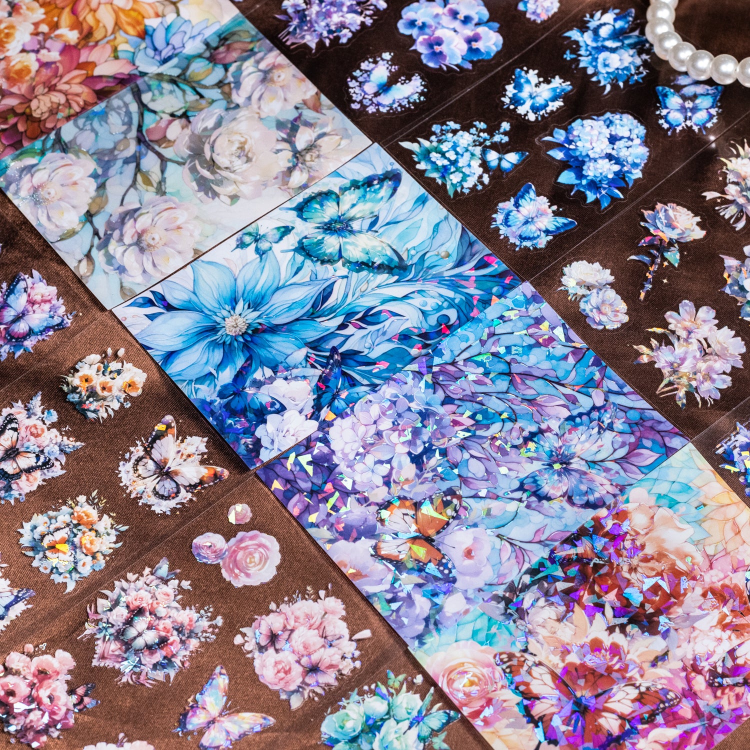 Sparkle flowers PET Sticker & Scrapbooking Paper