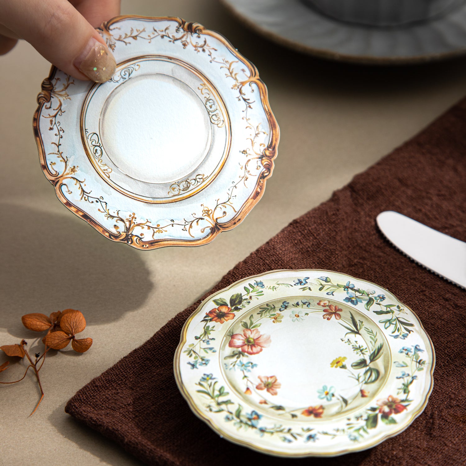 Antique Dinner Plates Scrapbooking Paper