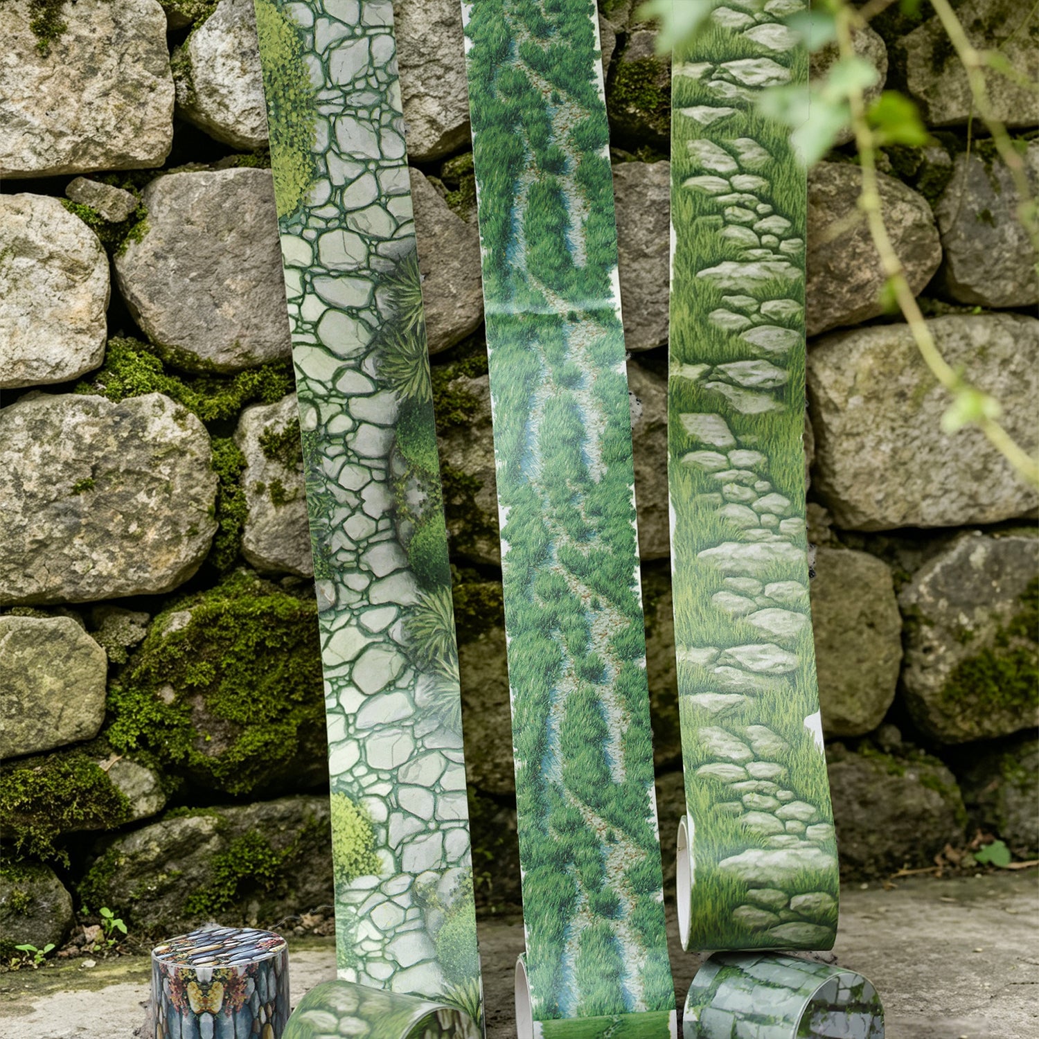 4 cm wide washi tape with detailed stone path scenery