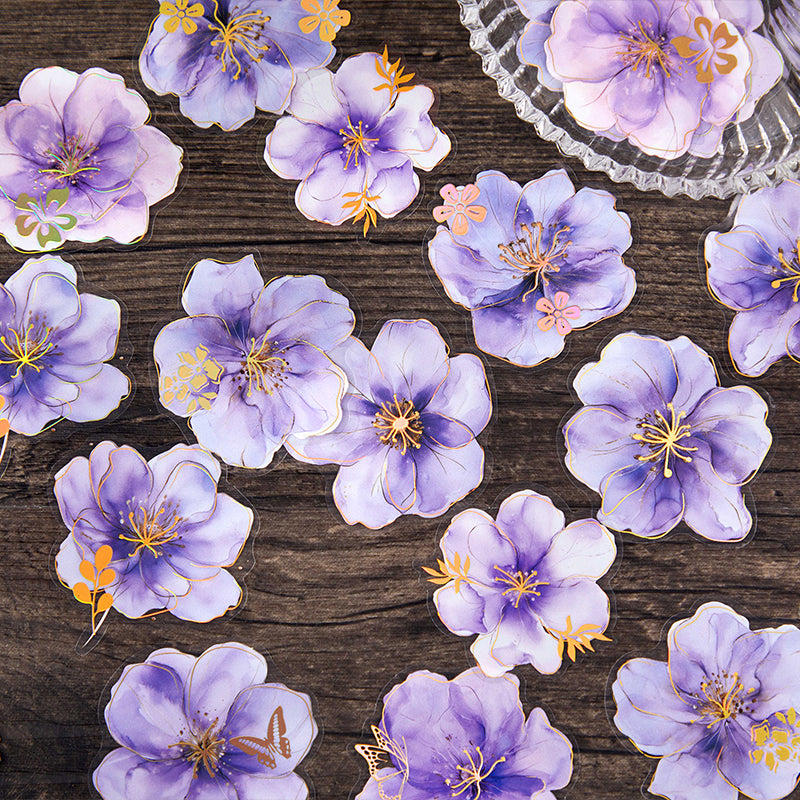 Gold-Foiled Flower PET Stickers