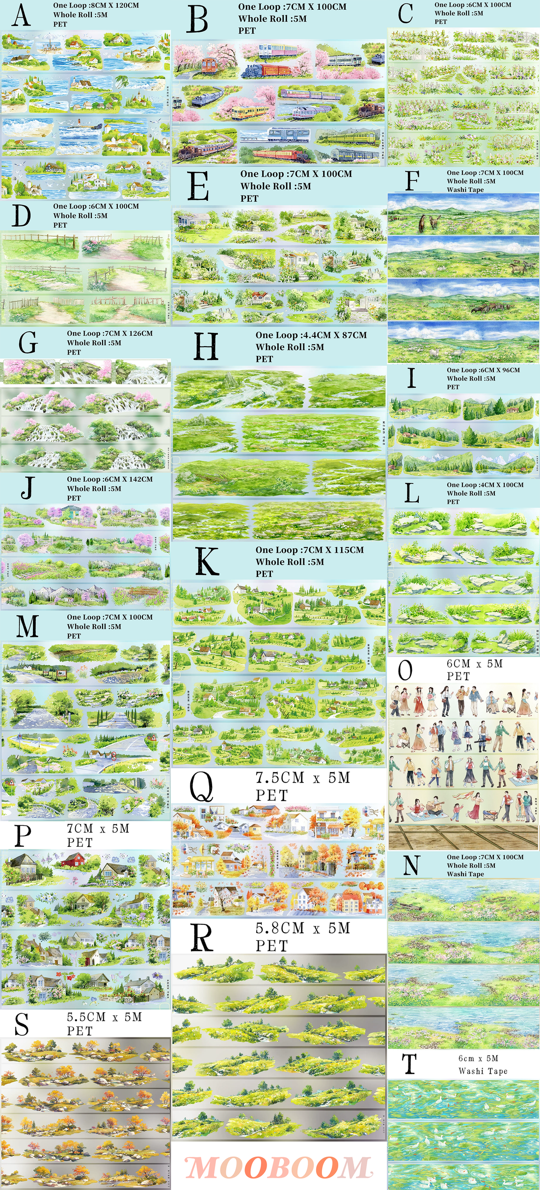 【ZERO】Forest Steppe Landscaping Tape(40 Styles)(Whole Roll Tape)