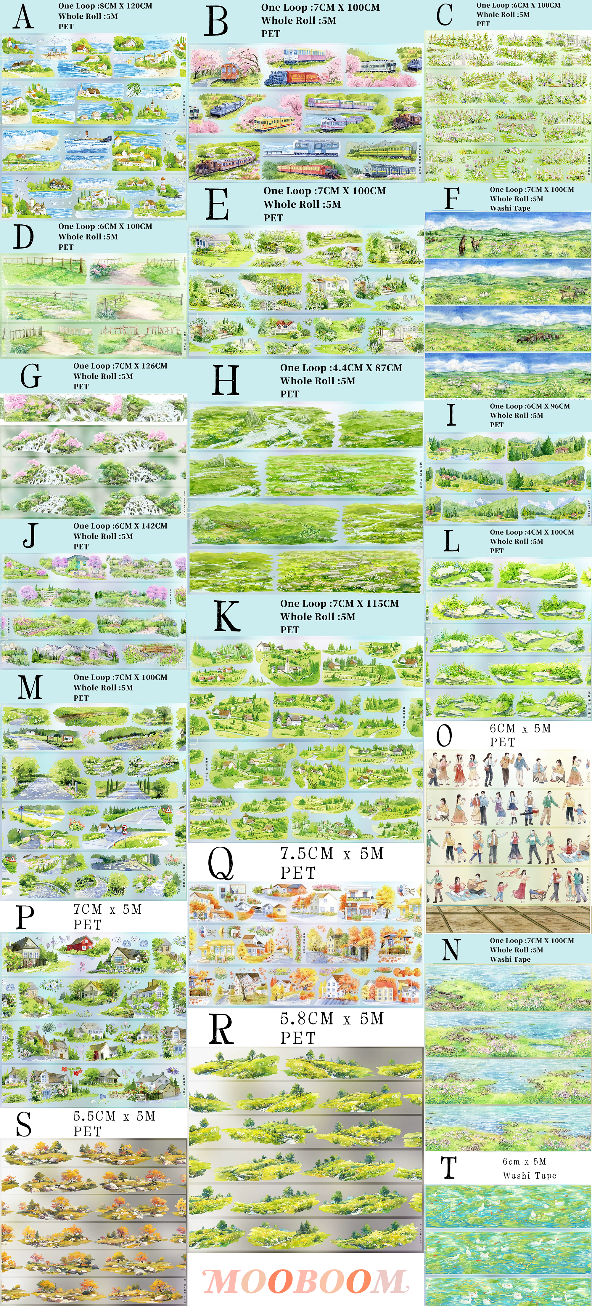 【ZERO】Forest Steppe Landscaping Tape(40 Styles)(Whole Roll Tape)