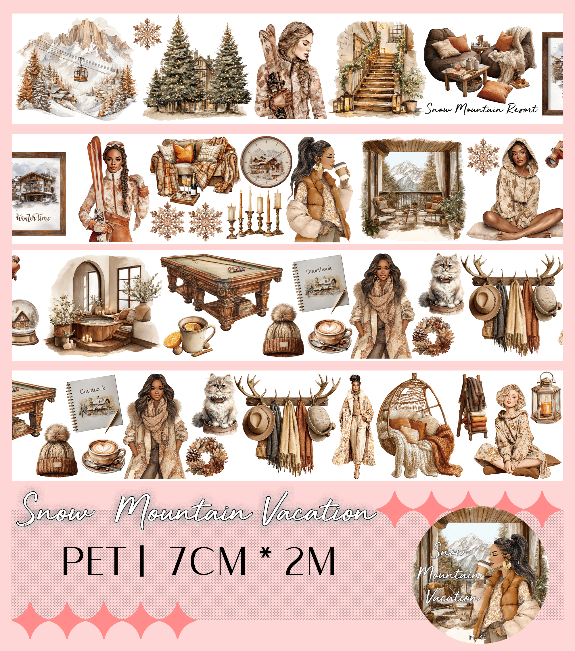 Snow Mountain Vacation PET Tape | No.46 | MOOBOOM Design