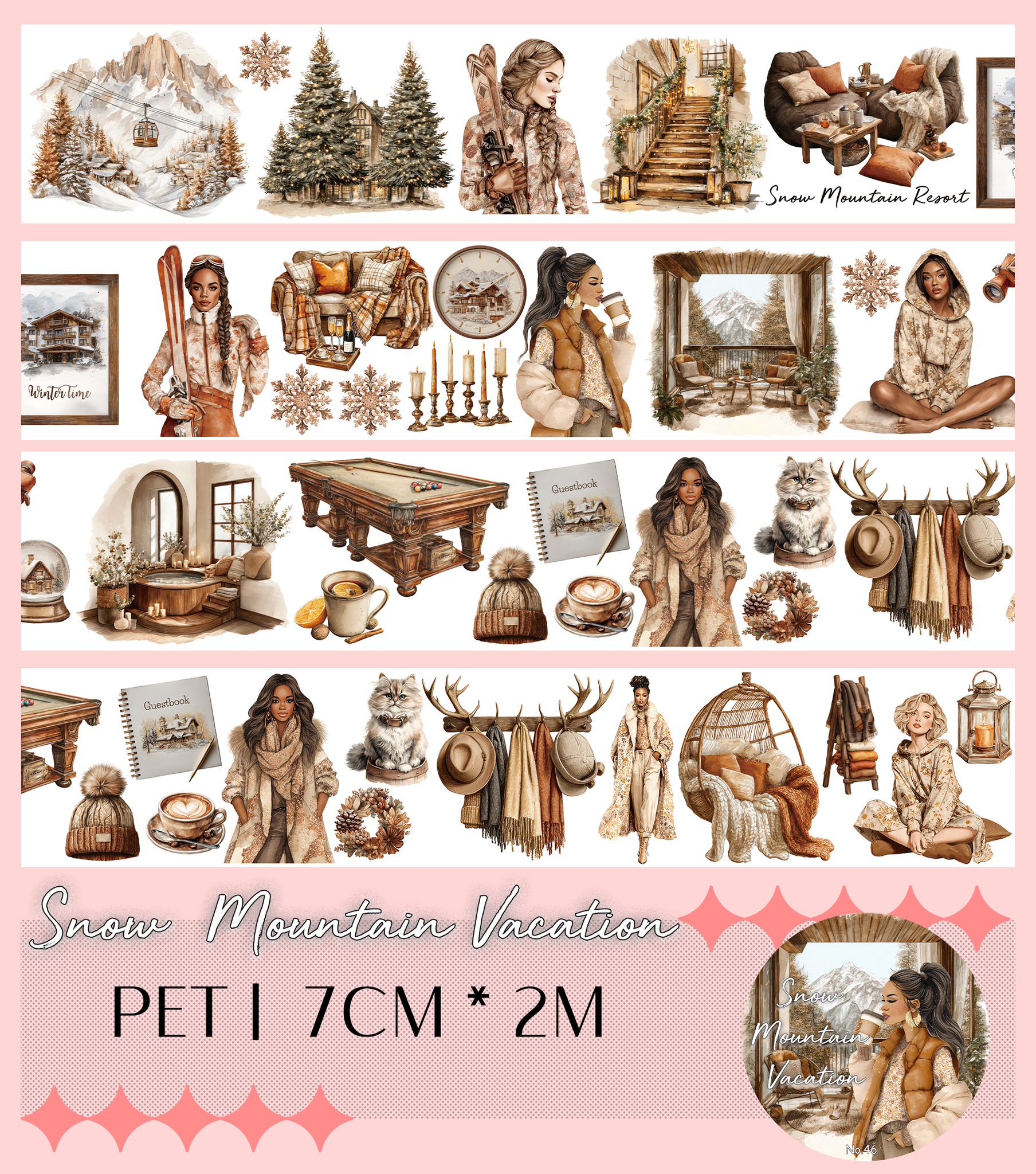 Snow Mountain Vacation PET Tape | No.46 | MOOBOOM Design