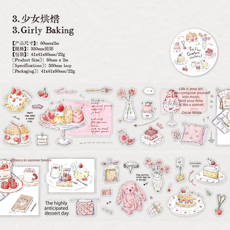 Four Periods of a Day Pre-cut PET Tape for Journaling | MOOBOOM