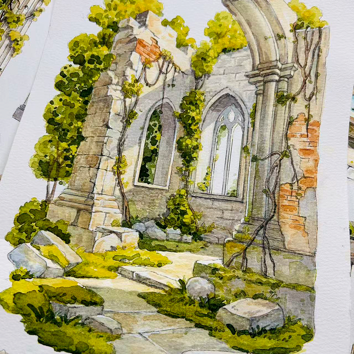 【MOOBOOM】Ancient Lost Ruins Pre-cut Landscape PET Tape