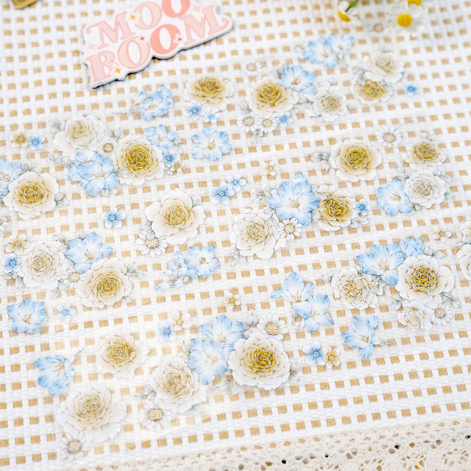 【MOOBOOM】Freesia & Rose Shell Light Foil Pre-cut PET Tape