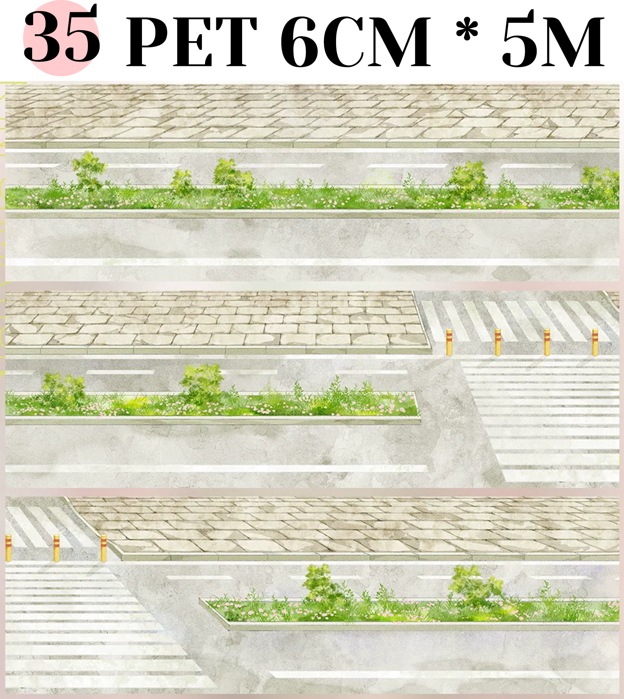 【ZERO】Roads/Walls/Floor/Steps Landscaping Tape (67 Styles) (Whole Roll Tape)