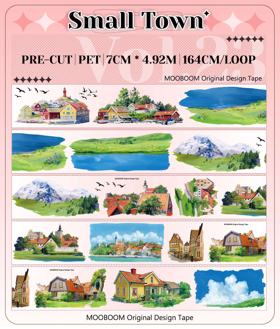 【MOOBOOM】Visby European Small Town  Pre-cut PET Landscape Tape