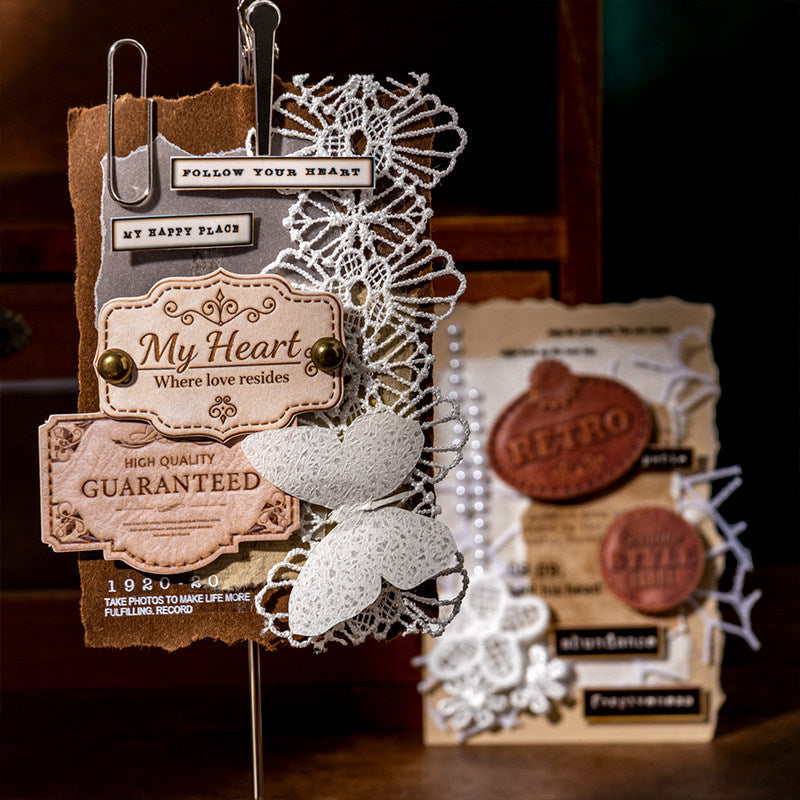 Suede Letter Paper Style Simulated Leather Labels Rigid Cards