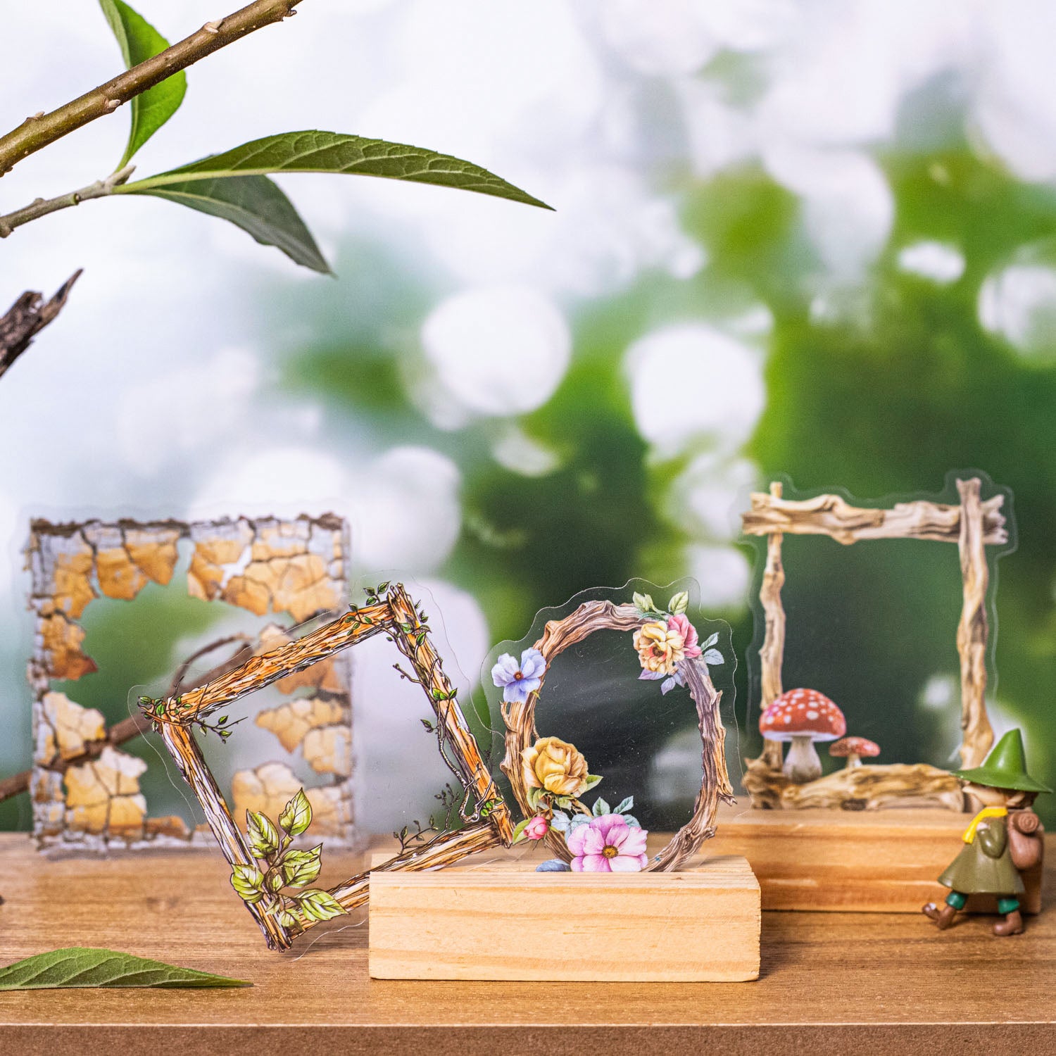 Forest Language Wooden Frame PET Sticker