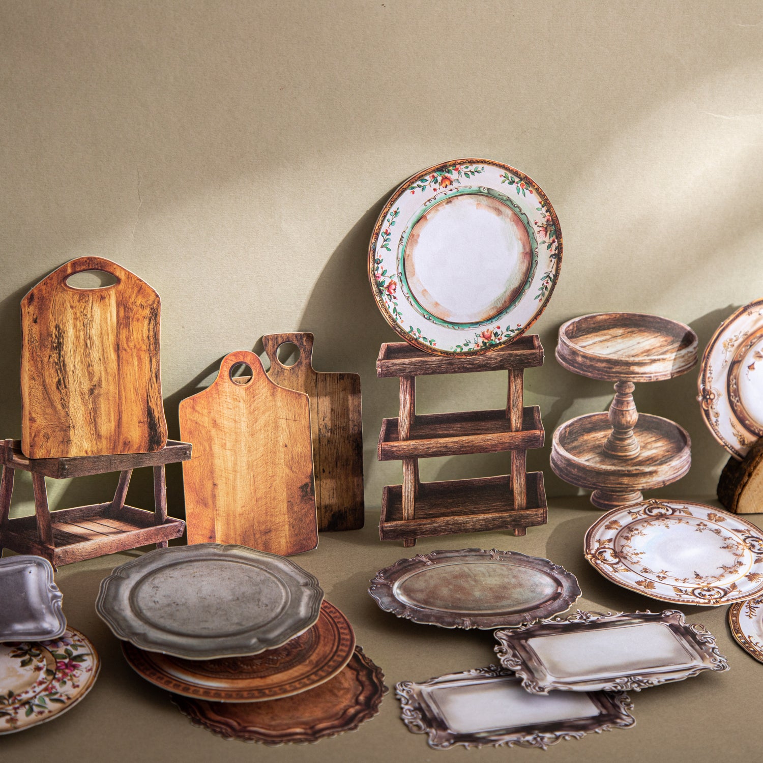 Antique Dinner Plates Scrapbooking Paper