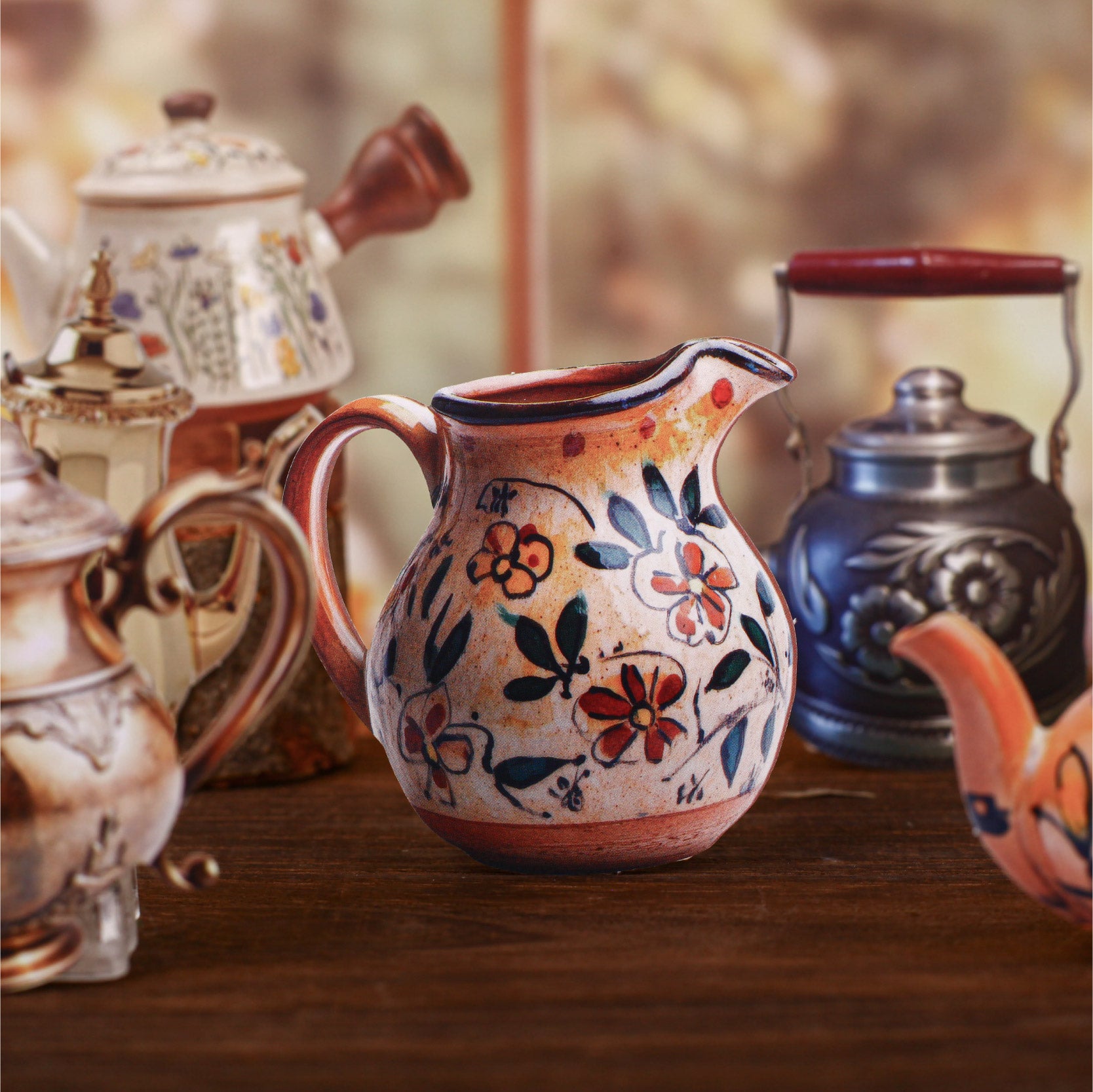 Assorted teapot stickers in 6 styles for scrapbook layouts