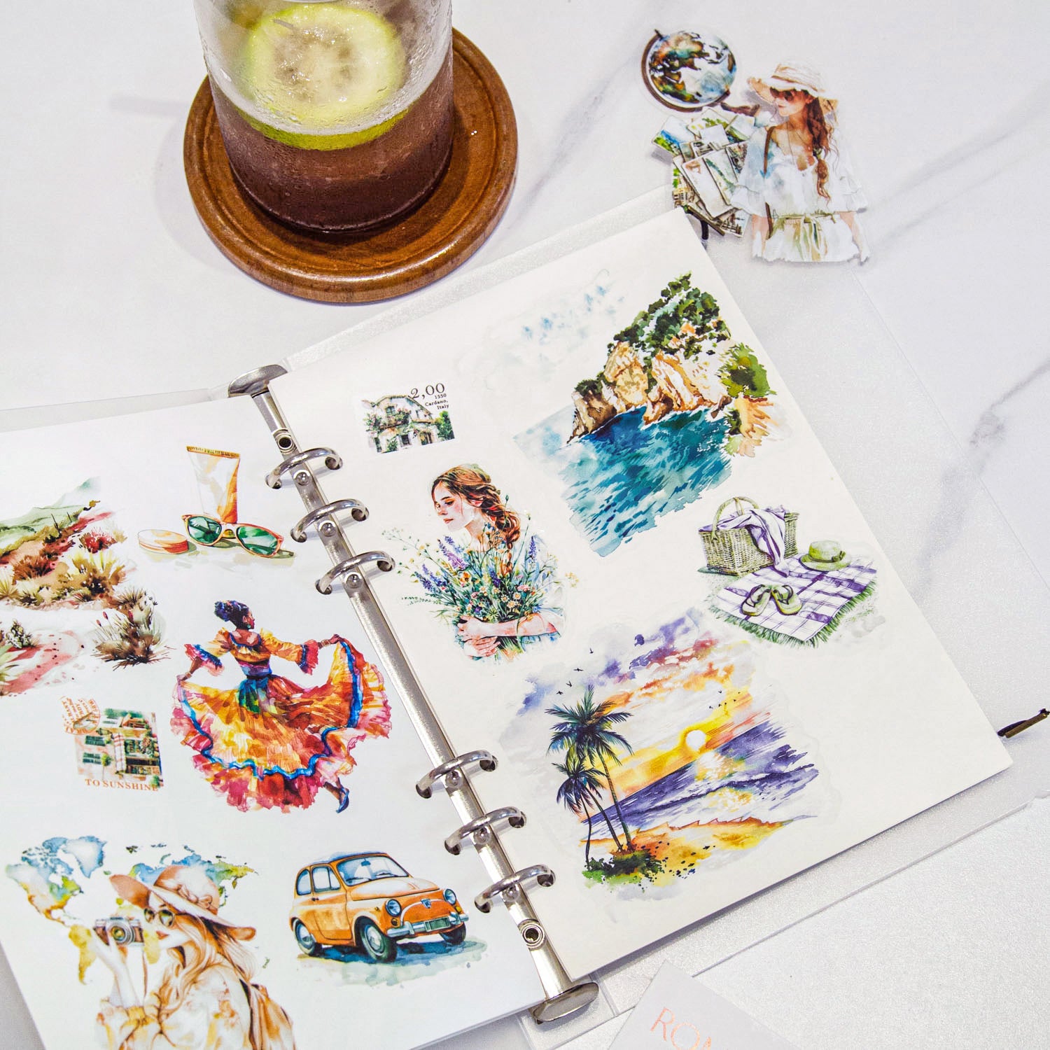 Romantic Travel Diary Sticker