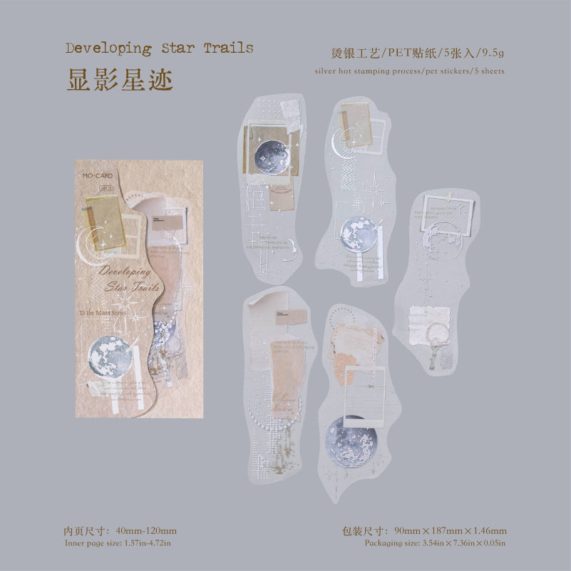 3D Silver Foiled Stars and Moons on Paper PET Stickers