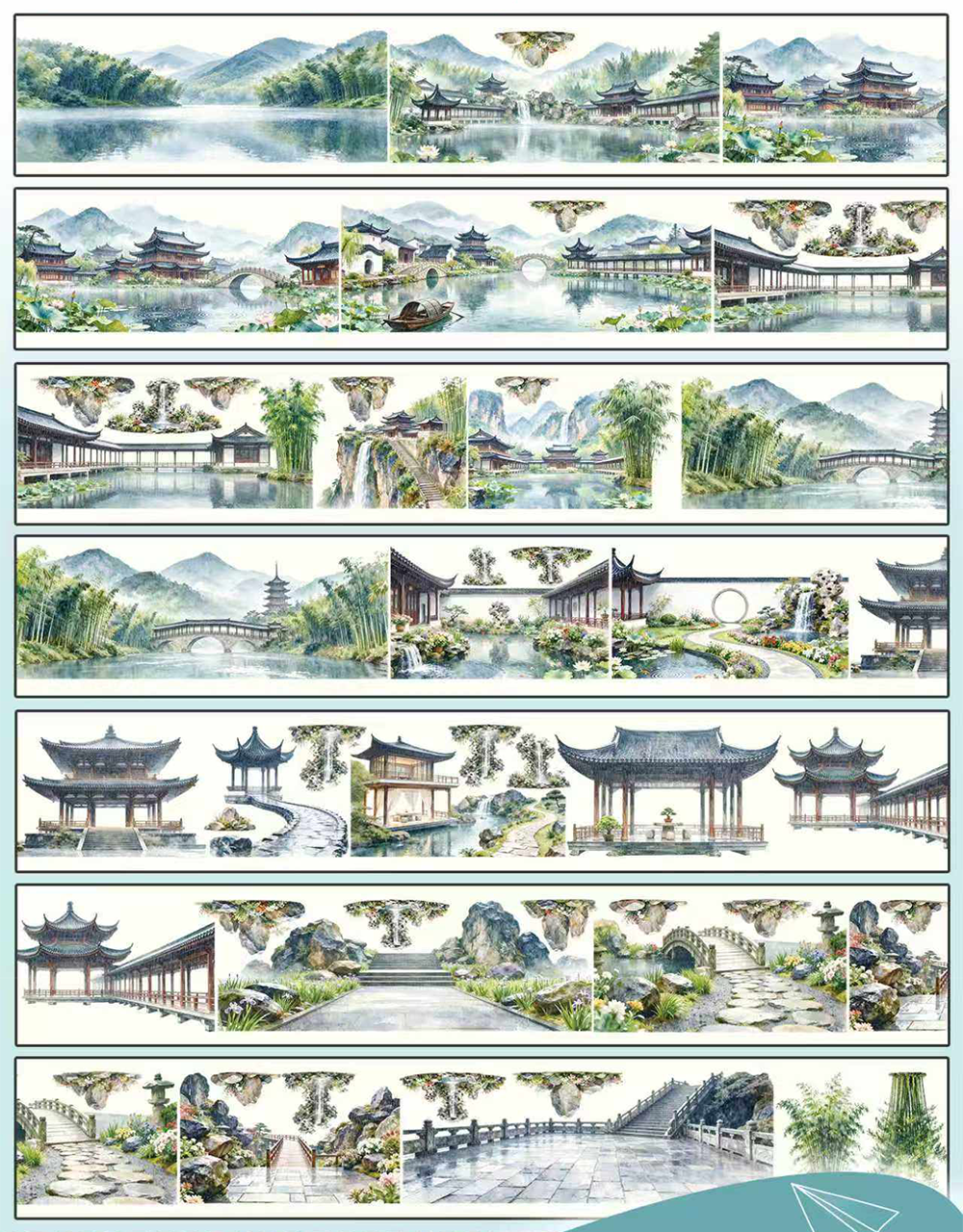 Ancient City in the Misty Rain Landscape PET Tape