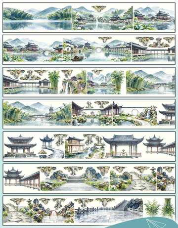 Ancient City in the Misty Rain Landscape PET Tape