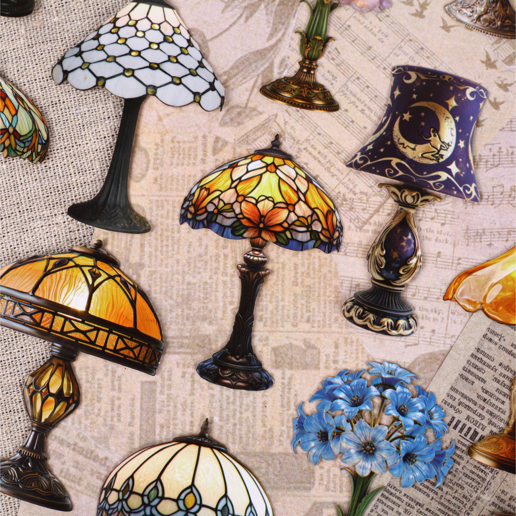 Vintage Table Lamp Paper Sticker
