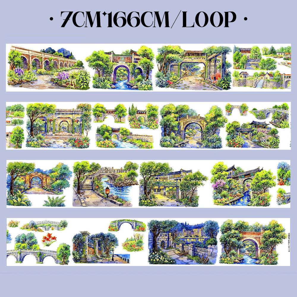 【SZCX】Nighttime Riverside Landscape PET Tape For Scrapbooking and Journaling