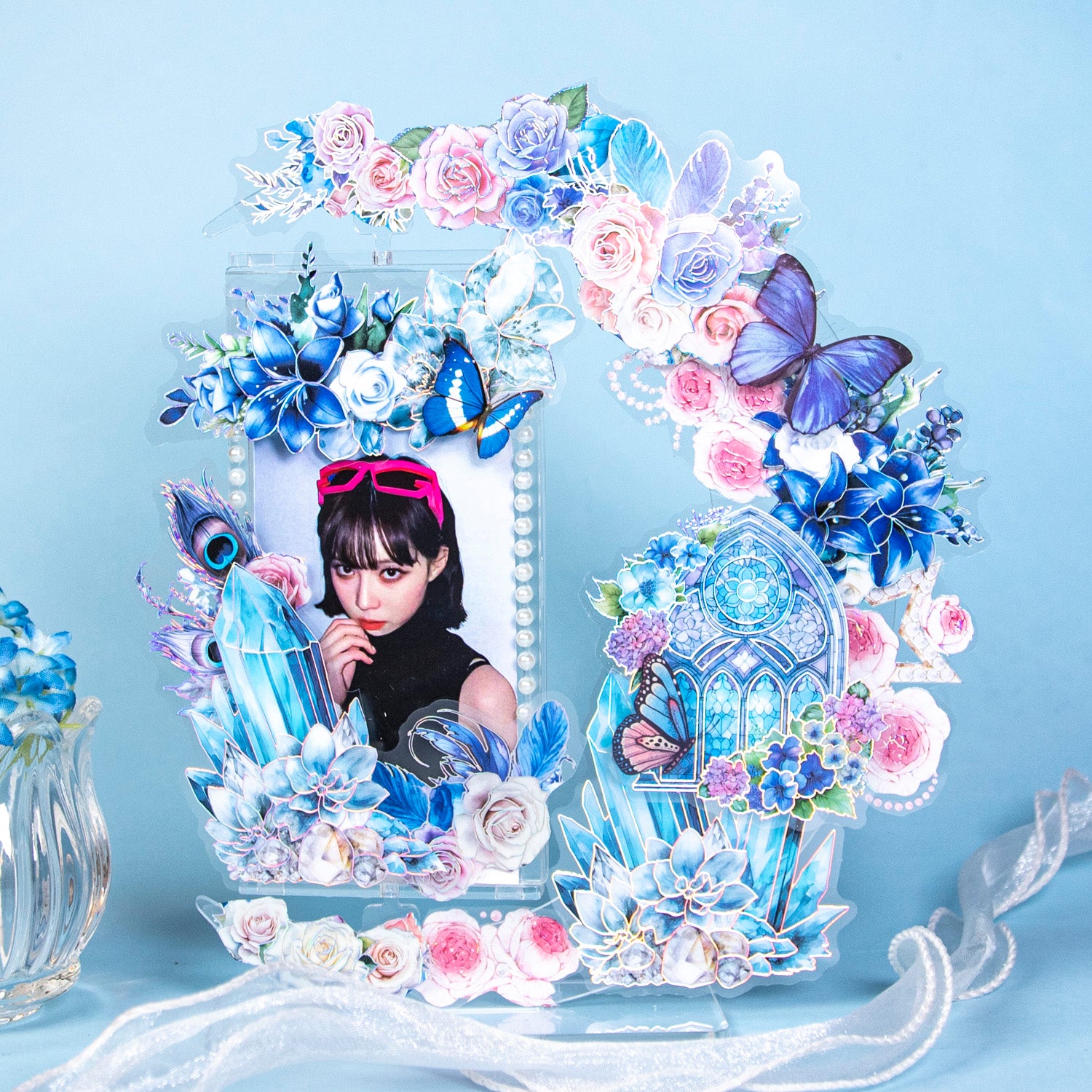 Sea of Blue Flowers Scrapbooking Journal PET Sticker