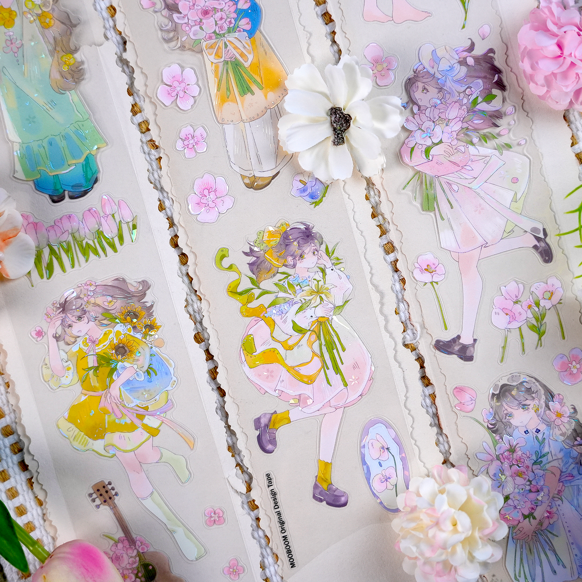 Translucent PET tape layered over vintage paper and stickers